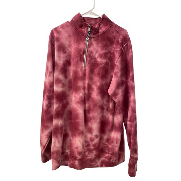 Oversized pink Sweatshirt Tunic Quarter Zip Pink Tie Dye Size Large Cozy - Picture 1 of 4